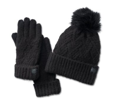 Damski komplet zimowy czapka + rękawiczki czarny