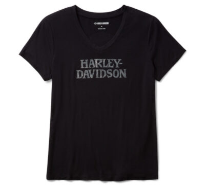 T-SHIRT DAMSKI BLING WILLIE G V-NECK CZARNY