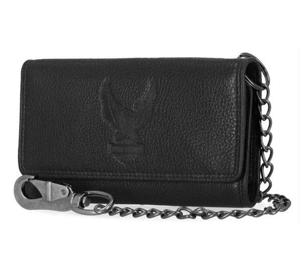 PORTFEL SKÓRZANY TRIFOLD EAGLE CHAIN CZARNY