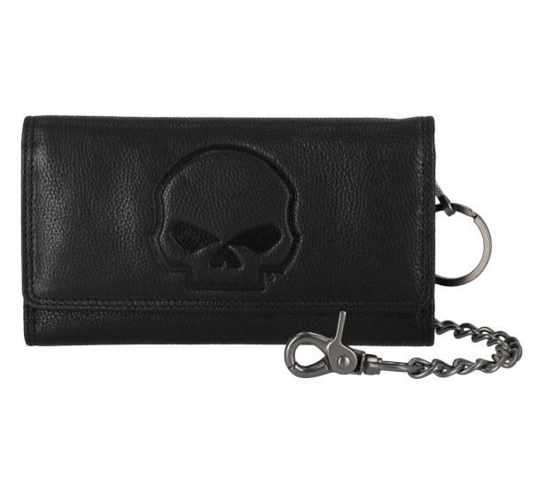PORTFEL SKÓRZANY SKULL EMBOSSED CHAIN CZARNY - obrazek 2