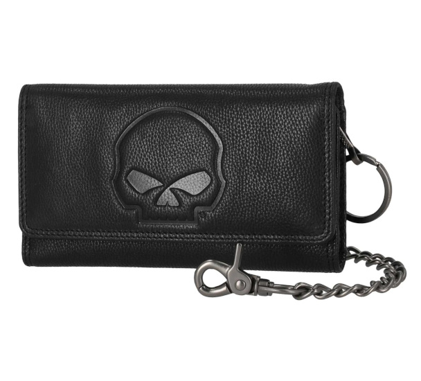 PORTFEL SKÓRZANY SKULL EMBOSSED CHAIN CZARNY